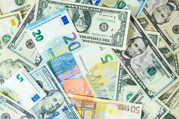 Money euro, dollar, USA, Hong Kong, China, currency exchange concept