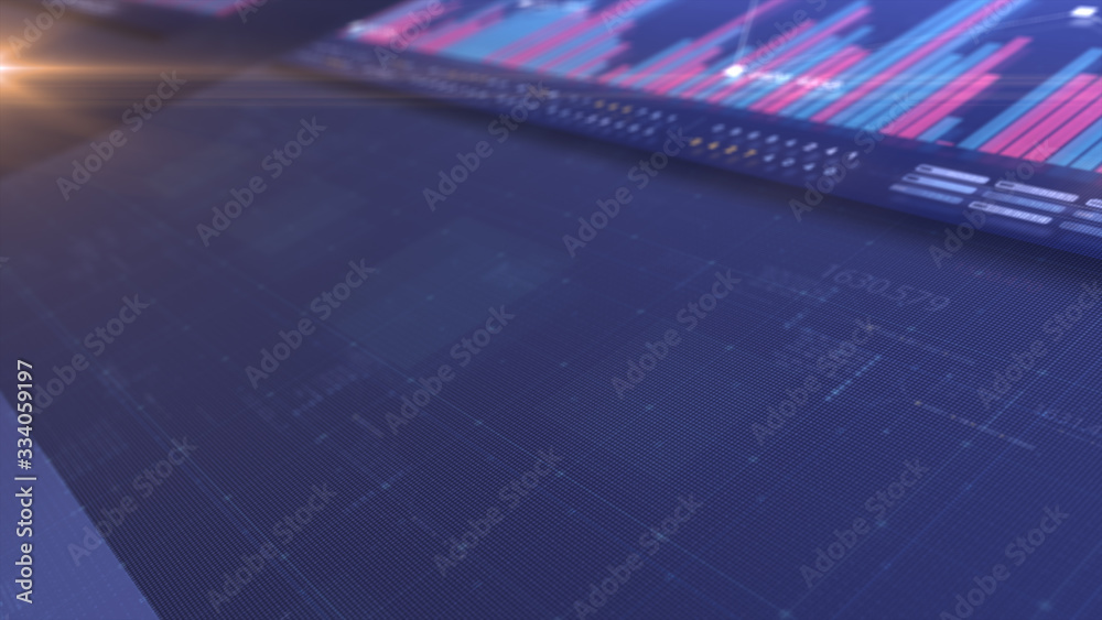 Aufkleber business stock market, trading, info graphic with animated graphs, charts and data numbers insight a