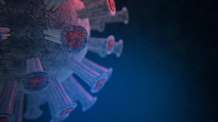 Coronavirus. Close-up 3d model of coronovirus. Virus. Epidemic. Pandemic.