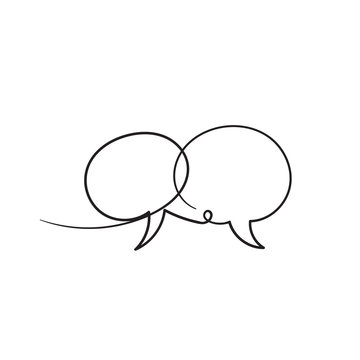 hand drawn bubble speech illustration with one single line style
