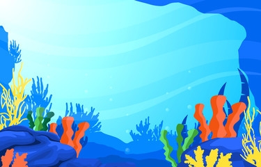 Naklejka na ściany i meble Marine Coral Reef Underwater Sea Ocean Nature Illustration