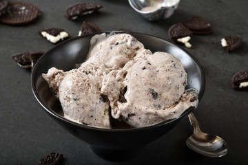 Bowl of cookies and cream ice cream