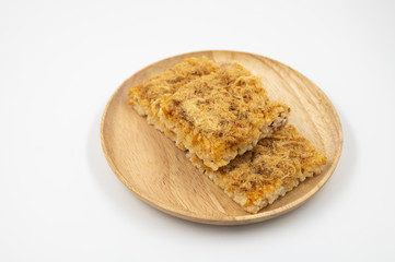 Thai Food and Thai Dessert ,Crispy Rice Cracker with dried shredded pork