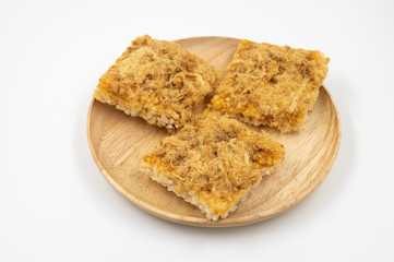 Thai Food and Thai Dessert ,Crispy Rice Cracker with dried shredded pork