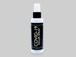 3D illustration White and black tube for spray bottle alcohol, Anti and Kill COVID-19