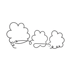 hand drawn Continuous line drawing. Clouds.doodle hand drawing style.isolated