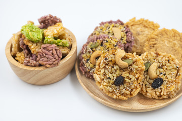 Thai Food, Thai Dessert, Crispy Rice Cracker with Multi whole Grains