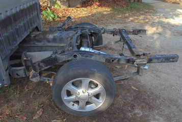 view of chassis and suspension pickup car