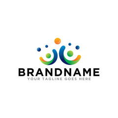 Unity human people care logo icon. Simple design on trendy logo.