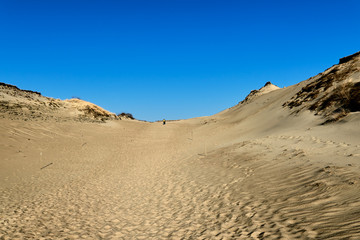 View of nordic sand dunes and Baltic sea at Curonian spit, Nida, Klaipeda, Lithuania