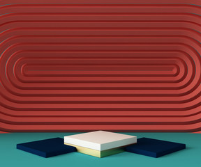 3d rendering podium background mock-up scene. Abstract geometry shape pastel color. Minimal geometric shape. Cosmetic background for product presentation.