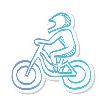 blue biker riding bicycle sketch clip art preview