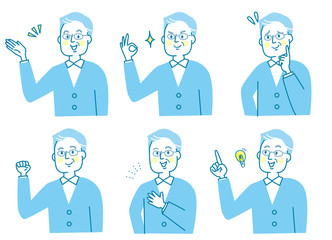 シニア男性　表情　セット