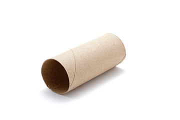Empty Toilet Paper Roll Isolated white background single tube