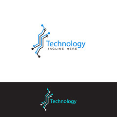 technology circuit logo template design vector