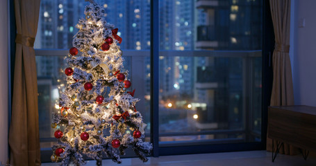 Christmas tree decoration at night