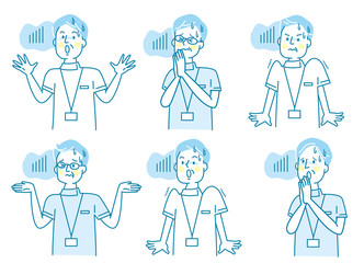 怖る　シニア男性　白衣　セット