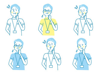 悩むシニア男性　白衣　セット