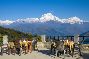 Beautiful view of cafe for rest in Himalayas Nepal