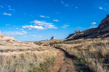 A gorgeous view of the rocky landscape of Scotts Bluff National Monument, Nebraska