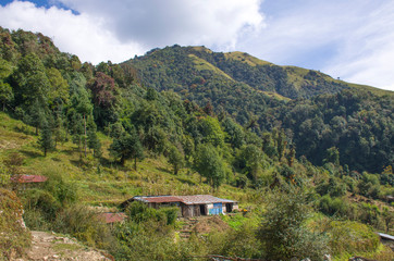 Obraz premium House landscape in the Himalayas mountains Nepal