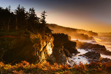 Sunset evening at Shore Acres Winchester Oregon Coast