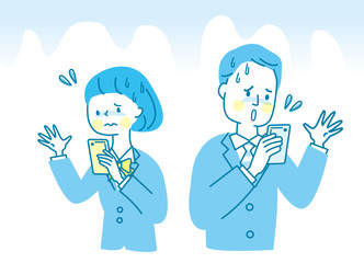 スマホ　不安　スーツ　男女