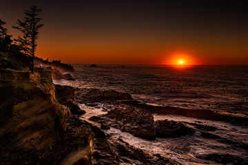 Sunset evening at Shore Acres Winchester Oregon Coast