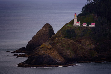 Heceta Head Lighthouse at dusk Oregon