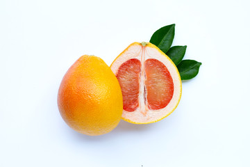 High vitamin C. Juicy grapefruit on white.