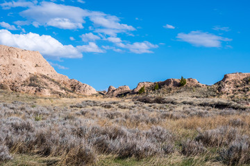 Fototapeta na wymiar Rocky landscape scenery of Scotts Bluff National Monument, Nebraska
