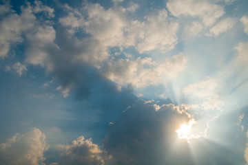 Skylight through cloudy sky