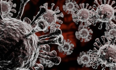 corona virus 2019-ncov flu outbreak, abstract background covid-19 pandemic risk concept, 3D rendering