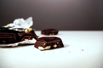 pieces of chocolate on white background