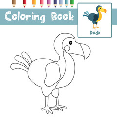 Coloring page Dodo bird animal cartoon character vector illustration © natchapohn