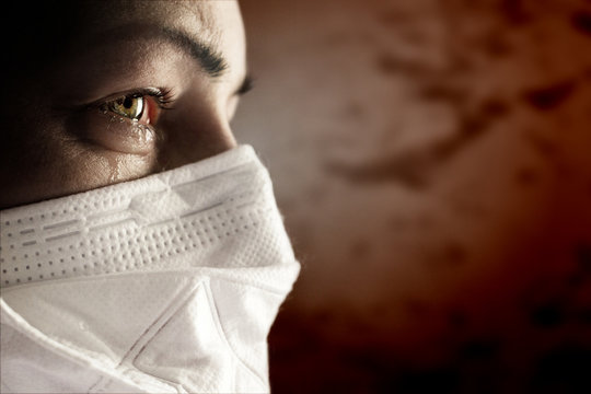 Women with safety mask from coronavirus. Covid 19 alpha, beta, gamma, delta, lambda, mu, omicron variants outbreak around the world