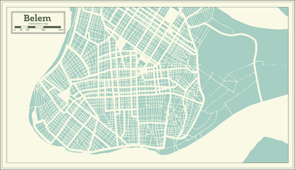 Belem Brazil City Map in Retro Style. Outline Map.