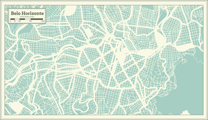 Belo Horizonte Brazil City Map in Retro Style. Outline Map.