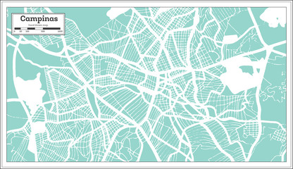 Campinas Brazil City Map in Retro Style. Outline Map.