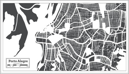 Porto Alegre Brazil City Map in Retro Style. Outline Map.