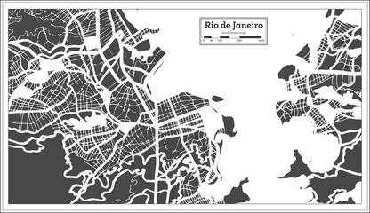 Obraz premium Rio de Janeiro Brazil City Map in Retro Style. Outline Map.