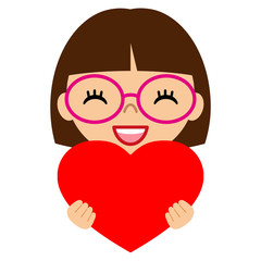 赤いハートを持つ少女のアイコン