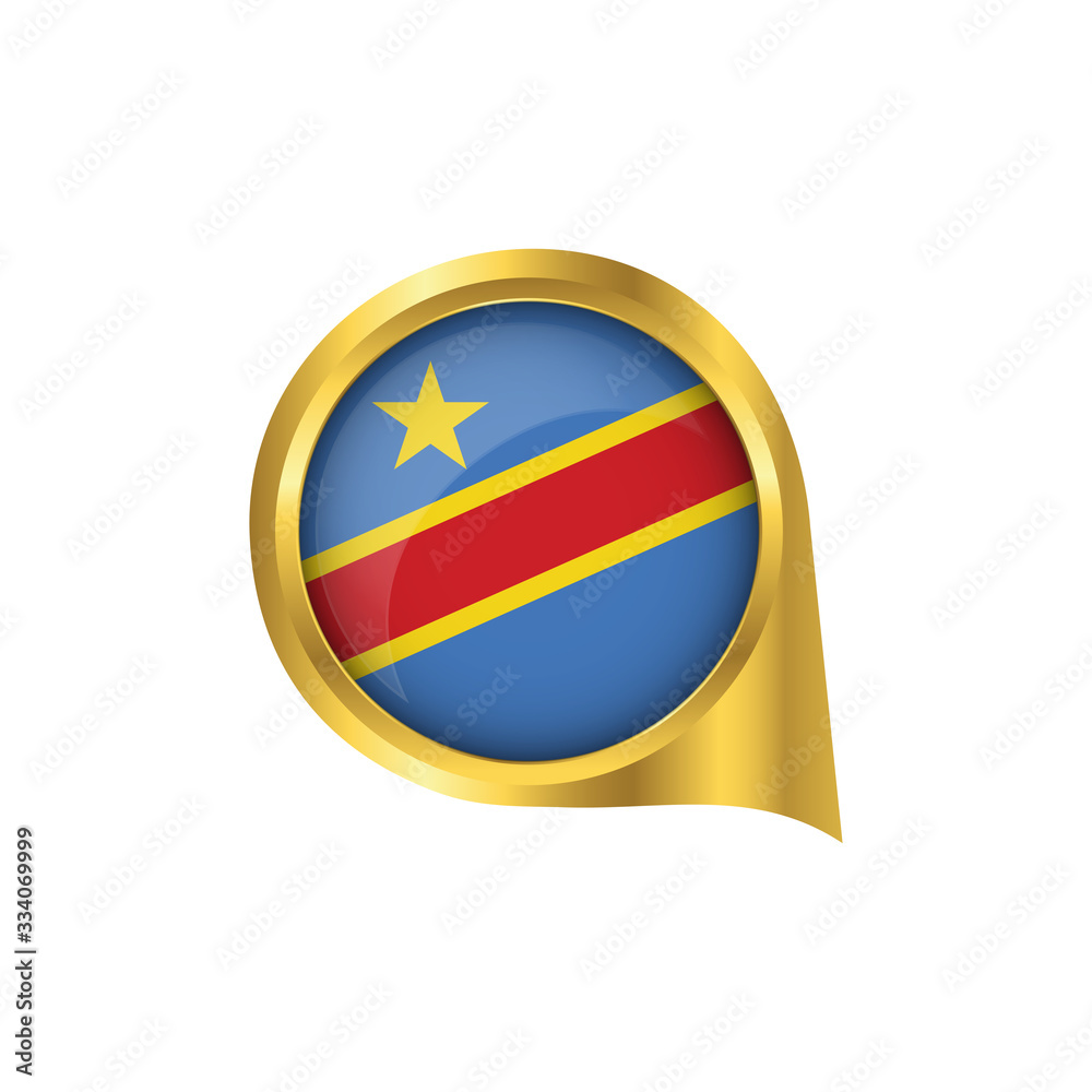 Wall mural flag of democratic republic of the congo, location map pin, pointer flag democratic republic of the 