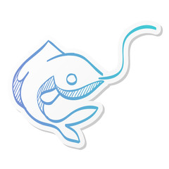 Sticker style icon - Hooked fish