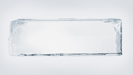 Blue toned transparent ice block, isolated on white background. Clipping path included.