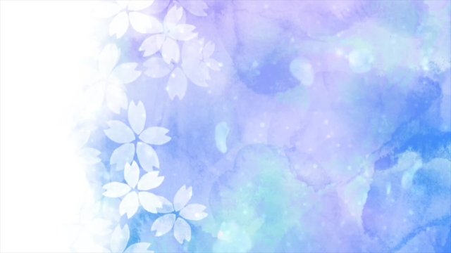 桜　春イメージ　青　ループ素材　CG背景　アニメーション