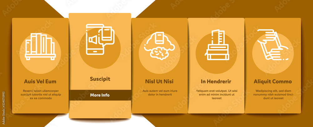 Poster reading library book onboarding mobile app page screen vector. reading and learning, smartphone and 