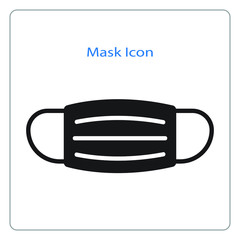 Mask icon vector on white background.  Mask concept for protection against dust pm 2.5 and corona virus or COVID-19.