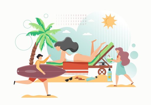 Summer time, vector flat style design illustration