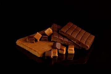 candies on black background